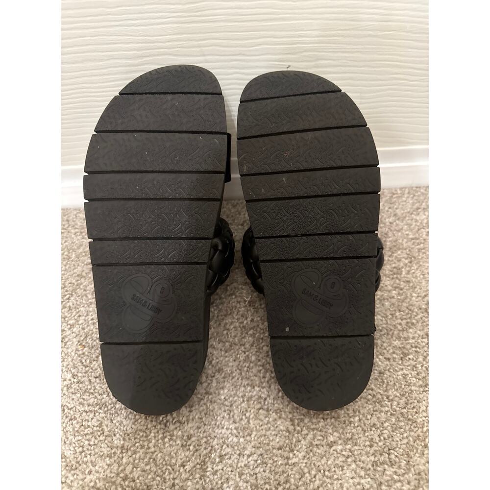 Sam & Libby Adelia Womens Black Footbed Sandals Double Strap Slides, sz 8 - Picture 9 of 9